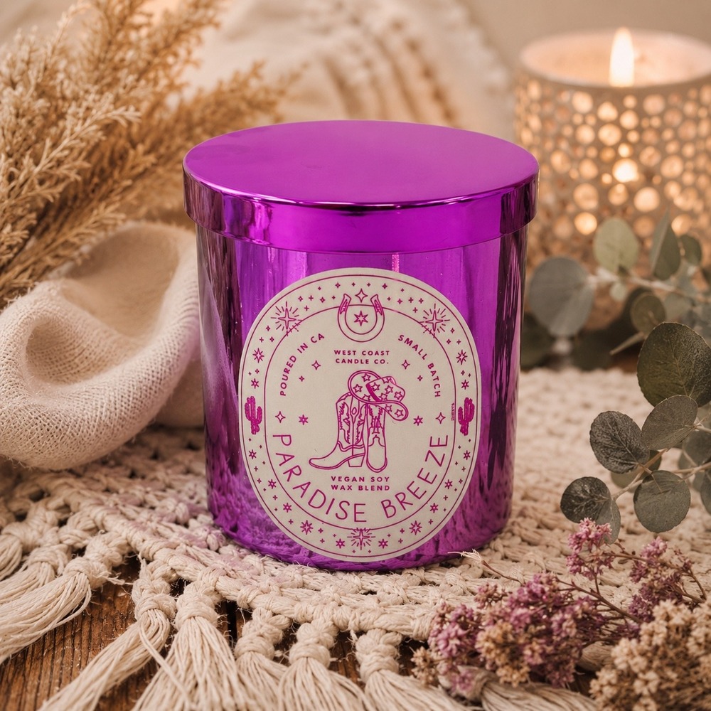 West Coast Candle Co Paradise Breeze Candle 9oz Pink Western Cowgirl Soy Wax New